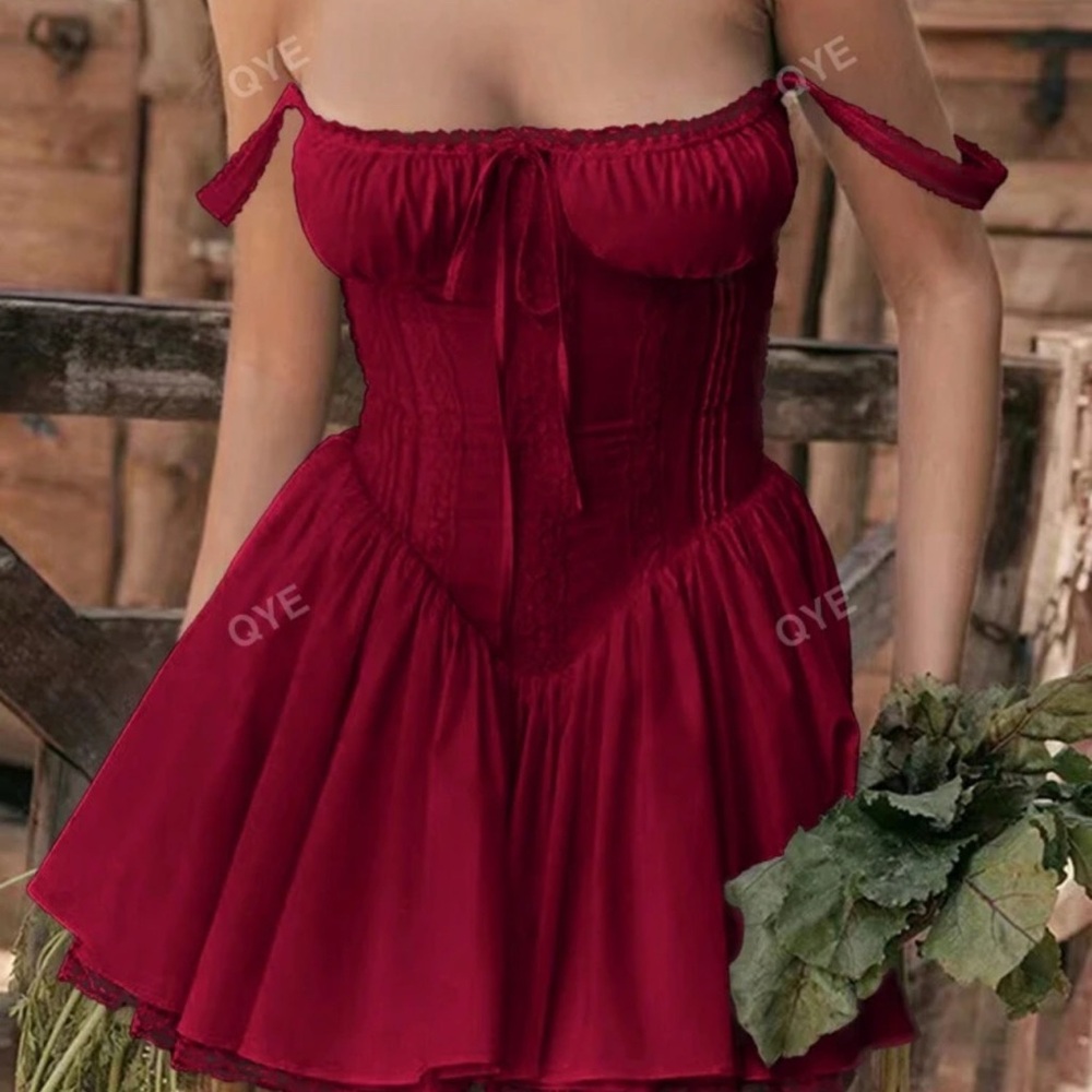 Elegant Red Off-Shoulder Dress
